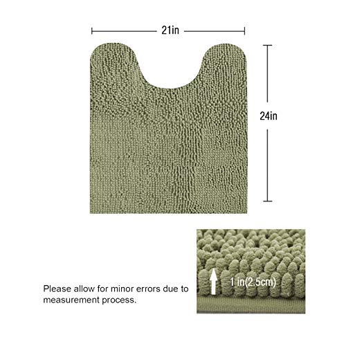 Standard 24"x21" U-Shaped Non-Slip Shaggy Chenille Toilet Contour Bathroom Rug with Water Absorbent, Sage Green - color: Sage Green, size: 24" x 21" (U-Shaped)