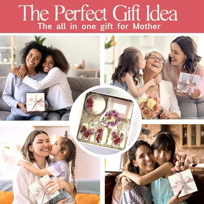 Mother's Day & Birthday Basket for Mom – Luxury Gift Box | With Candle, Ready to Gift, Floral Keepsake, From Daughter or Son