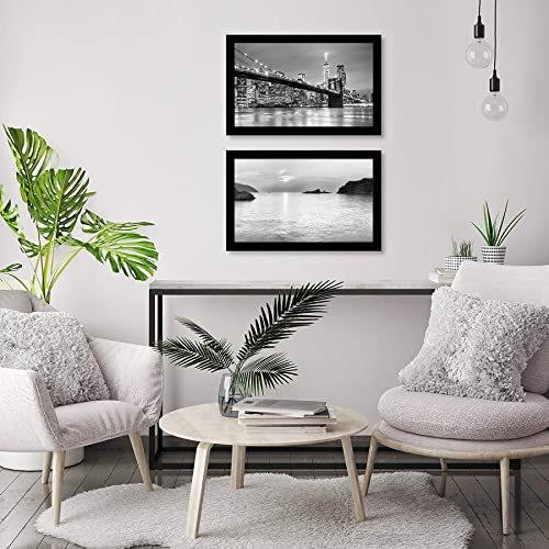 Americanflat 8.5x14 Picture Frame with Shatter-Resistant Glass - Set of 2 - Signature Collection - Gallery-Style Frames Made of Engineered Wood - Picture Frames for Wall Display - Black | Shatter-resistant glass, hangs vertical or horizontal, sawtooth han