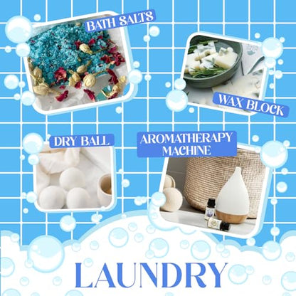 Soulorigin Laundry Fragrance Oils Set, Essential Oil for Diffuser, Aromatherapy Gift, Clean Scent Diffuser Oil, Use with Wool Dryer Balls,Chamomile, Fresh Cotton, Sage, Cedar, Lavender, Cherry Soap - color: Laundry