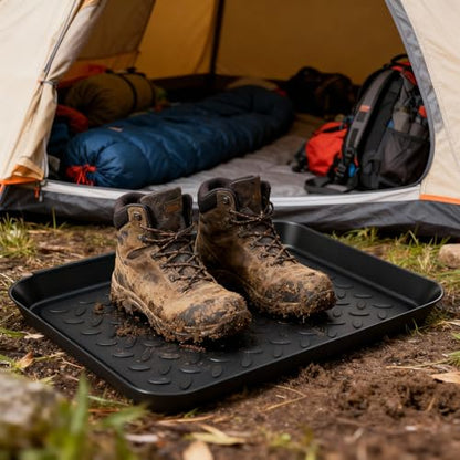Novabright 6 Pcs Boot Tray with 24 Pcs Anti-Slip Pads Waterproof Boot Mat Wet Shoe Tray & Pet Food Mat, Multi-Purpose Garden Tool for Entryway Indoor Boots Shoes Pets(14 x 11 Inch) - size: 14 x 11 Inch