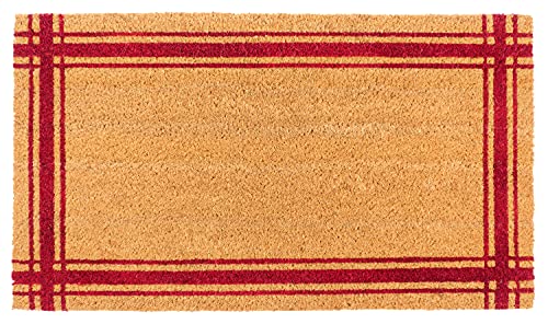 KAF Home Coir Doormat with Heavy-Duty, Weather Resistant, Non-Slip PVC Backing | 17 by 30 Inches, 0.6 Inch Pile Height | Perfect for Indoor and Outdoor Use (Red) - color: Red