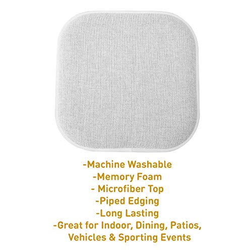 Sweet Home Collection Chair Cushion Memory Foam Pads Honeycomb Pattern Slip Non Skid Rubber Back Rounded Square 16" x 16" Seat Cover, 4 Pack, Alexis Gray/White - color: Alexis Gray/White, size: 4 Pack