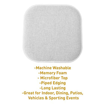 Sweet Home Collection Chair Cushion Memory Foam Pads Honeycomb Pattern Slip Non Skid Rubber Back Rounded Square 16" x 16" Seat Cover, 4 Pack, Alexis Gray/White - color: Alexis Gray/White, size: 4 Pack