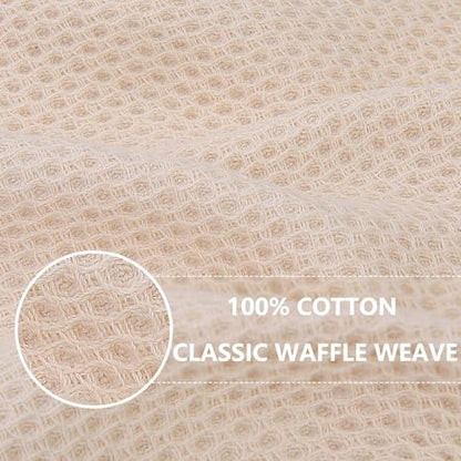 Homaxy 100% Cotton Waffle Weave Kitchen Dish Cloths 18-Pack, Beige | 12 x 12 Inches, Ultra Soft Absorbent Dish Towels, Quick Drying Dish Rags with Hanging Loop - color: Beige, size: 12 X 12 - 18 Pack