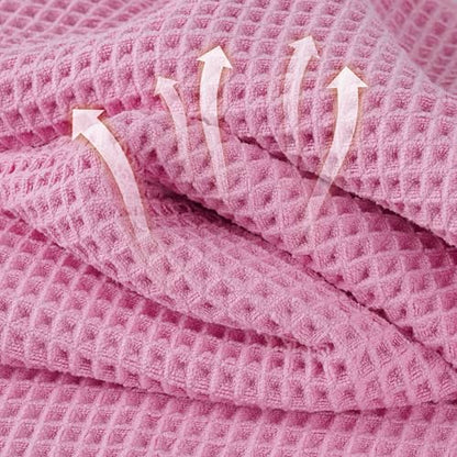 Microfiber Waffle Hand Towels, 2 Pieces, Soft, Absorbent, Fast Drying, Lint Free 430 GSM (Pink) - color: Pink