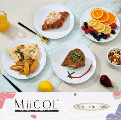 Miicol Ceramic Appetizer Plates Set of 6, White Dessert Plates 8 Inch, Small Dinner Plates, Modern Round Salad Plates, Porcelain Serving Dishes for Snack, Bread, Fruit, Microwave & Dishwasher Safe - color: White