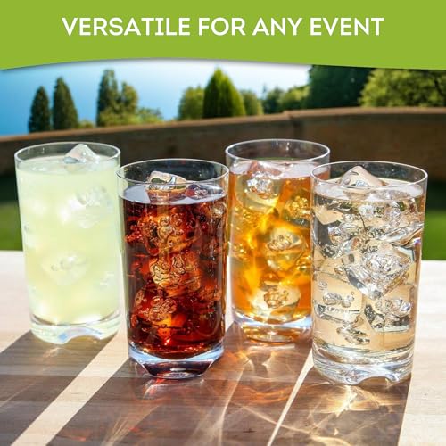 Lily's Home Unbreakable Highball Tumblers, Made of Shatterproof Tritan Plastic and Ideal for Indoor and Outdoor Use, Reusable (14oz each, Set of 4) - size: 14 Ounces
