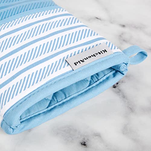 KitchenAid Albany Oven Mitt 2-Pack Set, Blue Velvet, 7"x13" - color: Blue Velvet