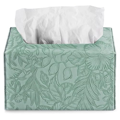 Hand Towels Box Cover,PU Leather Tissue Box Cover Holder Compatible with Kleenex Disposable Paper Hand Towels Suitable for Dining,Kitchen,Bathroom(1-Carved Dark Green) - color: 1-carved Dark Green2