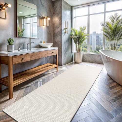 Easy Jute Runner Rug 2x7 Indoor Outdoor Natural Rugs Solid Fiber Rug Woven Area Rug Boho Easy Clean Inside Carpet for Living Room Bedroom Dining Room Hallway or Outdoor Patio Porch (2 X 7 Bone) - color: Bone/White, size: 2' x 7' (Rectangular)