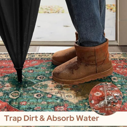 Blessed Coming & Going Layered Doormat Set, 2 Pack Indoor Entry Rugs Featuring Coir Loop Welcome Mat 40x60cm with Buffalo Plaid Crystal Velvet Base 60x80cm for Farmhouse Front Door Decor 20×32 Inch