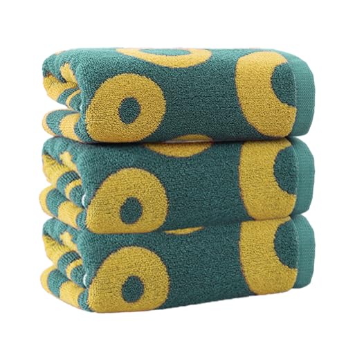 Hand Towels Set of 3 Yellow Circles Pattern Towels for Bathroom 100% Cotton Super Soft Kitchen Washcloth for Shower Daily (Yellow 3 Pack, Circle) - color: Yellow 1, size: 3 pack