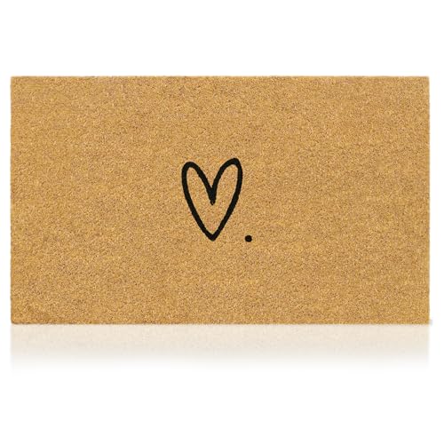 Coir Welcome Mat, Non-Slip, Heart, 17 x 29 in | 100% Natural Coir, Anti-Shedding, Durable PVC Backing, Traps Dirt and Mud, Indoor and Outdoor Entryway, Easy to Clean - color: Heart, size: 2'5" x 1'5" (Rectangular)