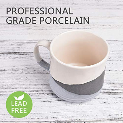 Bosmarlin Large Stoneware Coffee Mug, Big Tea Cup for Office and Home, 21 Oz, Dishwasher and Microwave Safe, 1 PCS (Geometry-Grey) - color: Geometry-Grey