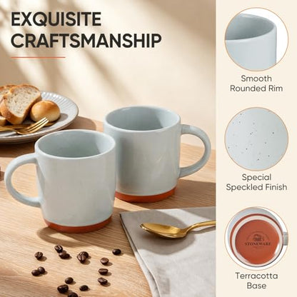 E-far Ceramic Coffee Mug Set of 4, 12oz Stoneware Coffee Cup with Handle, Porcelain Tea Cups, Modern Farmhouse Latte Mug Gift Set for Women & Men, Microwave Safe, Speckled Gray - color: Speckled Gray