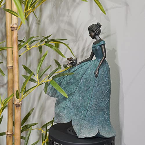 Guichifun Fairy Statue, Leaf Angel Girls, 5.5 x 3.25 x 8 Inch - color: Green-bird, size: Small