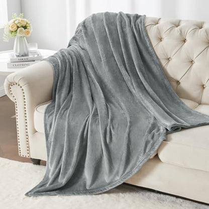 Elegant Throw Blanket for Couch & Sofa, All-Season Lightweight Fleece Blanket, Luxury Soft Cozy Fuzzy Throw for Her Him, Grey, 50 x 56 Inches