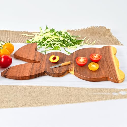 Sophia Art 100% Acacia Wooden Chopping Board, Butcher Block for Vegetables, Cafe and Restaurant, Serving Board,Charcuterie Board Cutting Board, Brown (Bunny Board, 15"L x 7"W) - color: Bunny Board, 15"L x 7"W