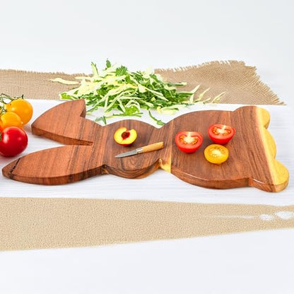 Sophia Art 100% Acacia Wooden Chopping Board, Butcher Block for Vegetables, Cafe and Restaurant, Serving Board,Charcuterie Board Cutting Board, Brown (Bunny Board, 15"L x 7"W) - color: Bunny Board, 15"L x 7"W