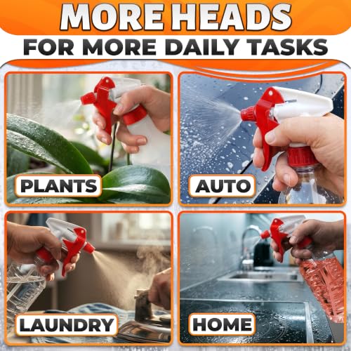 Spray Bottle Nozzle Replacement 12 Pack, Fits 8-32oz Bottles (Red) | Replacement Trigger Sprayer Heads for Bottles; Fits 28-400 Thread, Trim-to-Fit Tube; for Cleaning, Garden & Pet Carefor - color: 12 Pcs Red