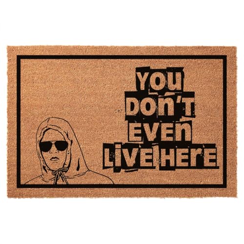 Funny Coir Doormat You She Don't Even Live Here Front Door Decor Mat for Entryway Outdoor Mat with Heavy Duty Front Porch Welcome Mats Coconut Brown Mat House Warming Gift Decor Rugs 23.7x15.7 inch - color: You She Don't Even Live Here