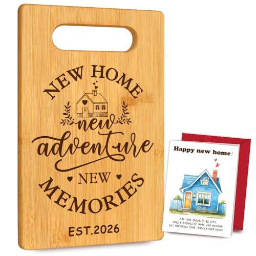 2026 Housewarming Gifts for Women New House Homeowners Neighbors, New Home New Adventure New Memories Cutting Board for Kitchen Decor, First Homes NewHome Essential Items for Gift Baskets