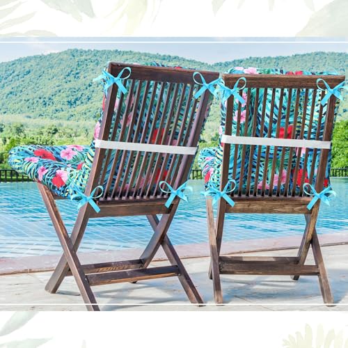 Hoteam 4 Set Outdoor Patio Chair Cushions 20 x 42 in Deep Seat Waterproof Patio Cushions Set for Furniture Replacement Removable Seat and Back (Palm) - style: Palm