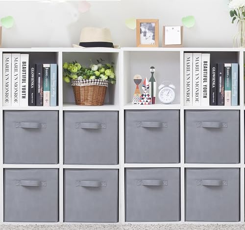 Storage Cubes, 11 Inch Cube Storage Bins, Set of 8, Fabric Foldable Storage Bins With Handles, Closet Storage Organizer Bins, Cubby Clothing Storage Baskets for Shelves, Gray - color: Gray, size: 8 Pack