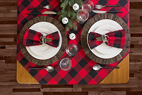 DII Buffalo Check Collection, Classic Farmhouse Cloth Napkin Set, 20x20, Red & Black, 6 Piece - color: Red & Black, size: 20" x 20" (Set of 6)