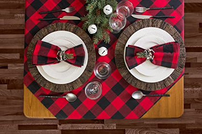 DII Buffalo Check Collection, Classic Farmhouse Cloth Napkin Set, 20x20, Red & Black, 6 Piece - color: Red & Black, size: 20" x 20" (Set of 6)