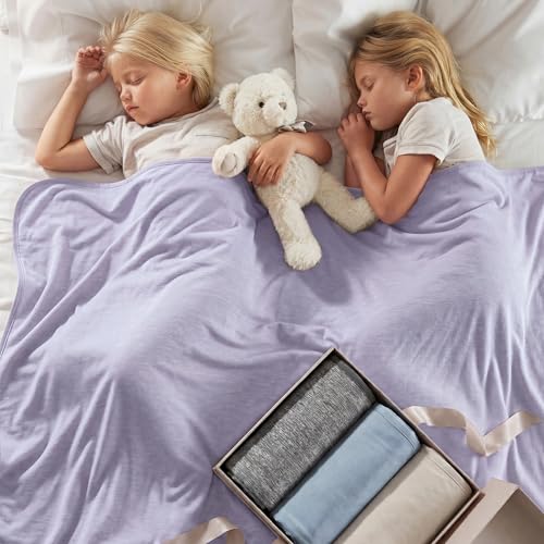 Bedsure Lavender Cooling Blanket Full Size for Hot Sleepers - Summer Blanket Full Size Cold Bed Cool Arc-Chill Thin Ice Cooled Bedding with Rayon Derived from Bamboo Night Sweats Hot Flashes, 80x90 - color: 04- Lavender, size: Full (80" X 90")