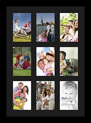 ArtToFrames Collage Photo Frame Single Mat with 9-4x6 Openings with Satin Black Frame and Black mat. - color: 9 - 4x6 - (2145), size: Black