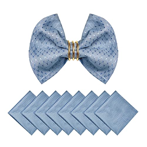 Light Blue Jacquard 17x17 Square Polyester Cloth Napkins Set of 8 | Waterproof, Stain Resistant, Shrink Proof, Washable, fabric, Outdoor, Dining, Wedding, Kitchen, Party, Banquet, Reusable - color: Light Blue
