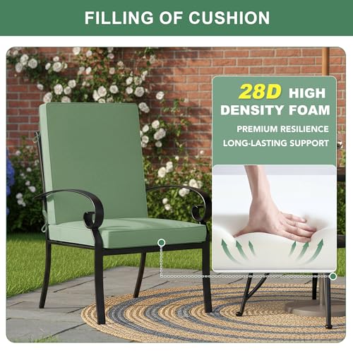 Summsun Patio Dining Chair Cushions 4-Pack, 20 x 20 Inch, Sage Green | High Back, High-Resilience Foam, Non-Slip Bottom, Water Resistant, Removable Cover, Tie Straps, Fit for Adirondack, Rocker - color: Sage Green