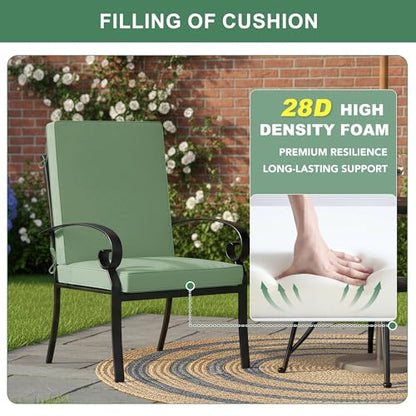 Summsun Patio Dining Chair Cushions 4-Pack, 20 x 20 Inch, Sage Green | High Back, High-Resilience Foam, Non-Slip Bottom, Water Resistant, Removable Cover, Tie Straps, Fit for Adirondack, Rocker - color: Sage Green
