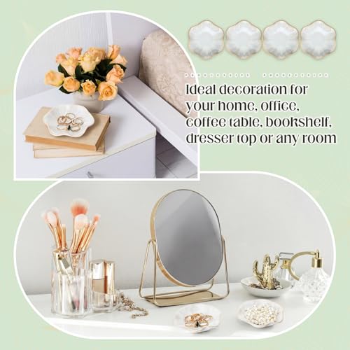 4 Pack Small Jewelry Dish Ceramic Trinket Holder Tray for Rings Earrings Key Bowl Women Mother's Day Wedding Gift(White) - color: White, style: Ceramic