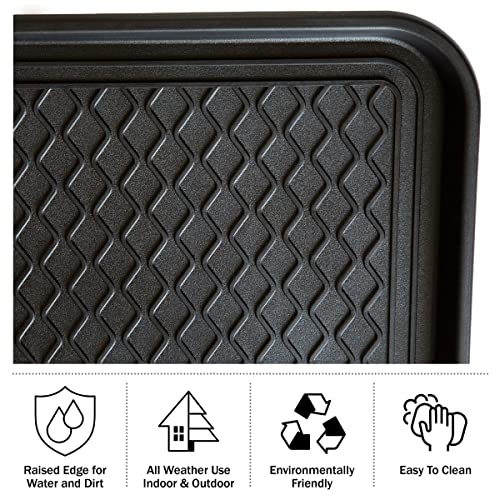 All-Weather Indoor and Outdoor Mat and Boot Tray 2 Pack (Black) by Stalwart