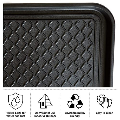 All-Weather Indoor and Outdoor Mat and Boot Tray 2 Pack (Black) by Stalwart