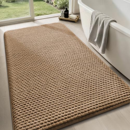 Bathroom Rugs 24x36, Extra Thick Soft Absorbent Chenille Bath Rug Non-Slip Quick Dry, Machine Washable Bath Mats for Bathroom, Floor, Tub and Shower, Home Decor, Beige - color: Brown, size: 24" x 36"