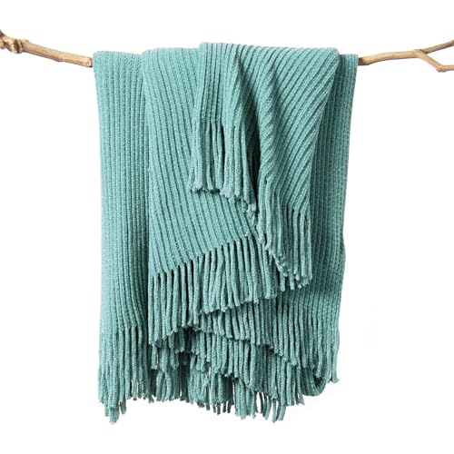 lifein Throw Blanket for Couch, Soft Boho Decor Bed Throw,Cozy Blue Chenille Knitted Small Farmhouse Lightweight Throw (Aqua,50 * 60") - color: J-aqua, size: 50*60''