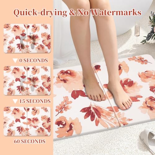 Stone Bath Mat Diatomaceous Earth Shower Mat, Non-Slip Bath Mat for Bathroom, Quick Drying Bathroom Rugs Natural Easy to Clean, 24"×16" (Orange) - color: Orange