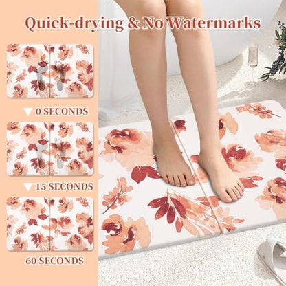 Stone Bath Mat Diatomaceous Earth Shower Mat, Non-Slip Bath Mat for Bathroom, Quick Drying Bathroom Rugs Natural Easy to Clean, 24"×16" (Orange) - color: Orange