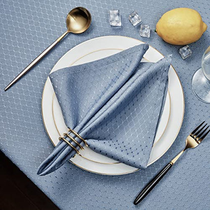 Light Blue Jacquard 17x17 Square Polyester Cloth Napkins Set of 8 | Waterproof, Stain Resistant, Shrink Proof, Washable, fabric, Outdoor, Dining, Wedding, Kitchen, Party, Banquet, Reusable - color: Light Blue