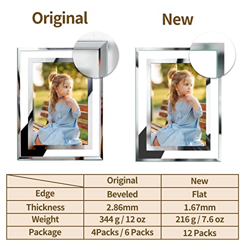 Hoikwo Bulk 5x7 Picture Frames, 12 Packs Silver Photo Frames 5 by 7, Glass Wedding Frames 5x7, Clear Mirror Wedding Photo Frames, Only for Tabletop Display Vertically or Horizontally - size: 5x7-12 Frames