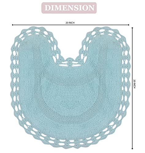 Home Weavers Hampton Crochet Reversible Bathmat 100% Cotton Bathroom Rugs Set, Washable Rug, Thick Extra Soft and Absorbent Bath Rug, Kitchen Mat, Bath Mat Set, Mat Non Slip, 20"x20" Contour, Aqua - color: Aqua, size: 1'8" x 1'8" (Contour)