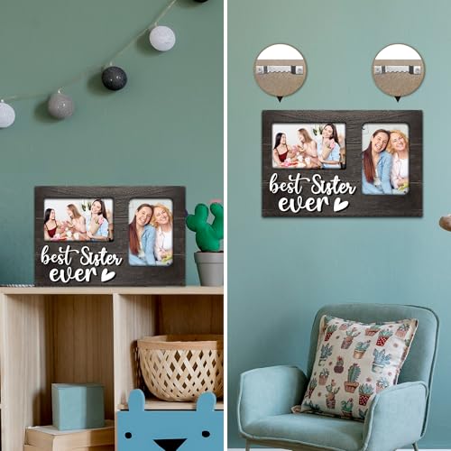 Sister Gifts, Mothers Day Sisters Gift from Sister, 3D Photo Frame Hold 4x6 Inches Two Photos - Picture Frame Present for Galentines Day - color: Sister