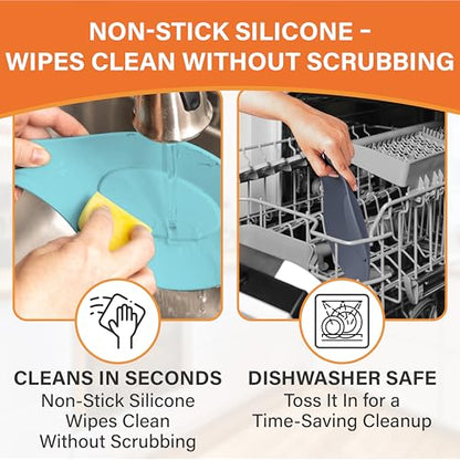 Silicone Spoon Rest for Stove Top, Set of 2, XL 9.2 Inch, DISHWASHER SAFE | NON-STICK Surface for Quick Cleanup, Non-Slip, Safe for Glass and Induction Cooktops, Raised Edges Catch Drips, Cool Gray - color: Cool Gray - 2 Pcs