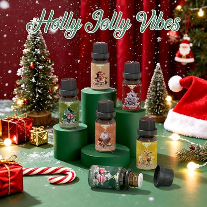 ARVIDSSON Christmas Fragrance Oil Set, Winter Essential Oils for Diffuser, Candle Making - Christmas Spirit, Gingerbread, Apple Cinnamon, Candy Cane, Mistletoe, Holiday Diffuser Oils Gift Set - color: Red