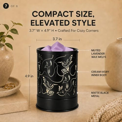Nawaza Wax Melts Warmer Scented Metal Electric LED Burner Hummingbird Flock | Wax cubes & candle melter, essential oil burner, home office bedroom decor, fragrance warmer gift - style: Hummingbird Flock